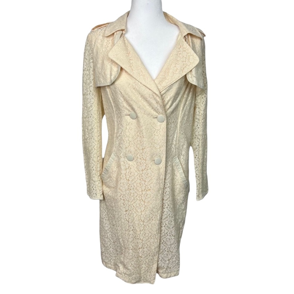 NWT Chelsea28 Antique Cream Ivory Lace Trench Jacket Boho Cottage Core Size Sm